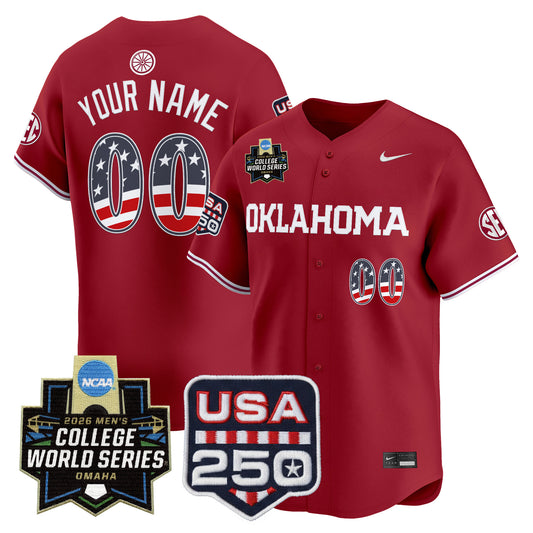 Oklahoma Sooners USA 250 Fourth of July Vapor Premier Limited Custom Jersey - 2026 World Series Patch - All Stitched