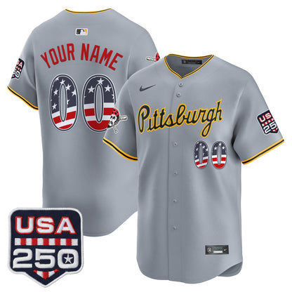 Pittsburgh Pirates USA 250 Fourth of July Vapor Premier Limited Custom Jersey - All Stitched