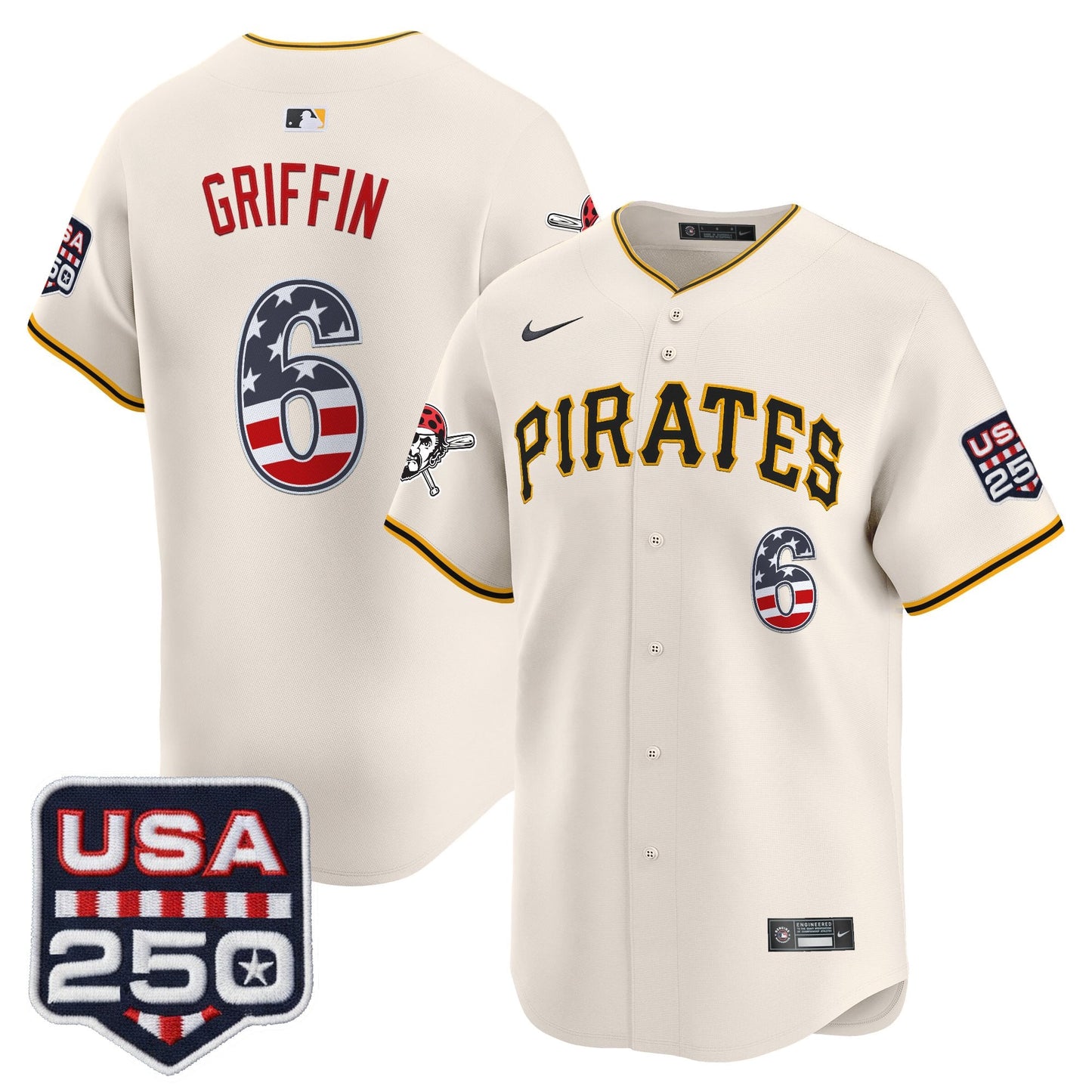Pittsburgh Pirates USA 250 Fourth of July Vapor Premier Limited Jersey - All Stitched