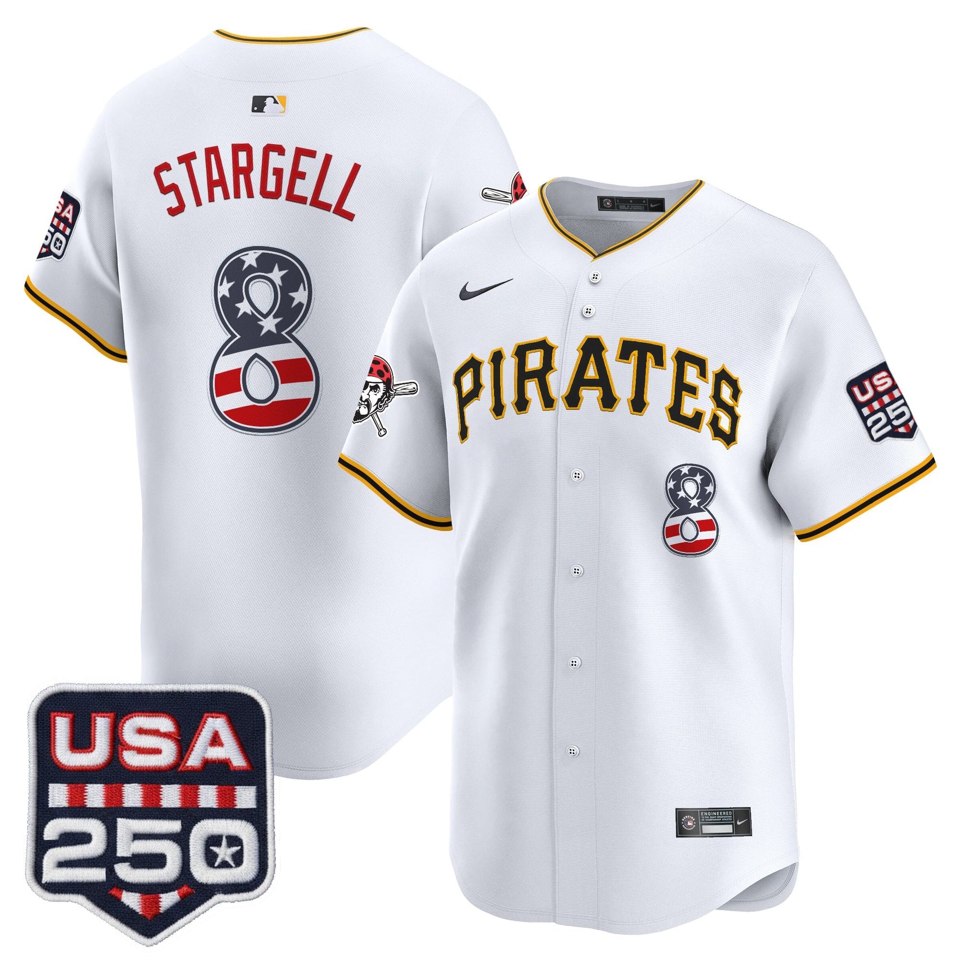 Pittsburgh Pirates USA 250 Fourth of July Vapor Premier Limited Jersey - All Stitched
