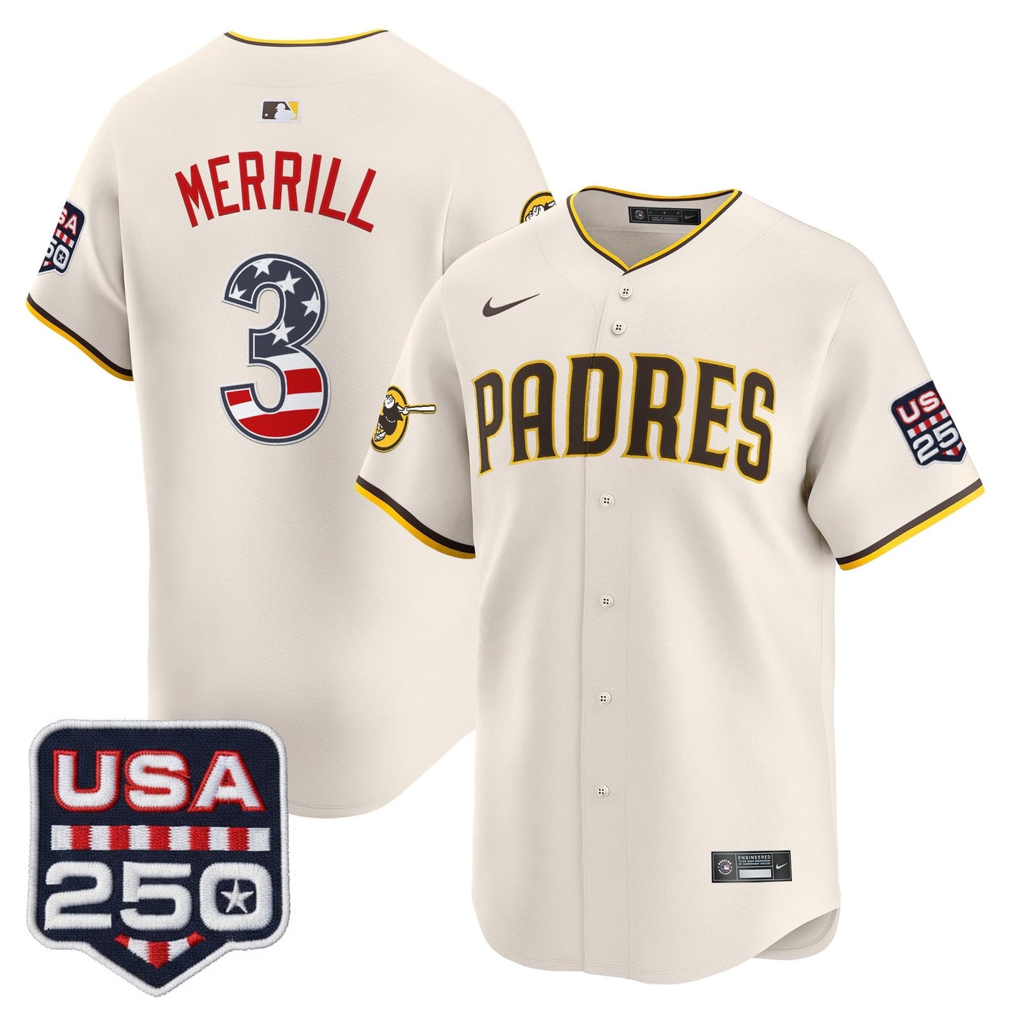 San Diego Padres USA 250 Fourth of July Vapor Premier Limited Jersey - All Stitched