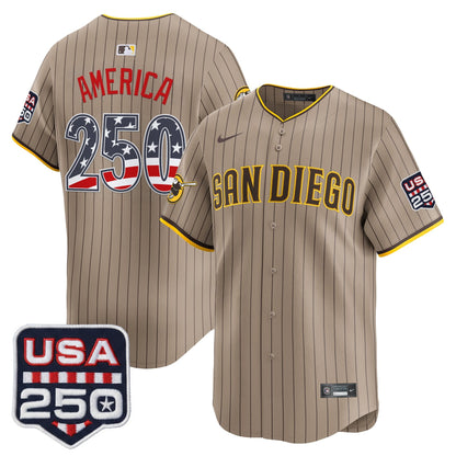 San Diego Padres USA 250 Fourth of July Vapor Premier Limited Jersey - All Stitched