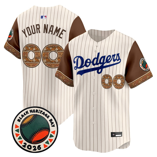 Los Angeles Dodgers 2026 Black Heritage Day Vapor Premier Limited Custom Jersey - Stitched