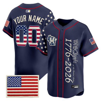 Milwaukee Brewers "America 250 Edition" Vapor Premier Limited Custom Jersey V2 - All Stitched