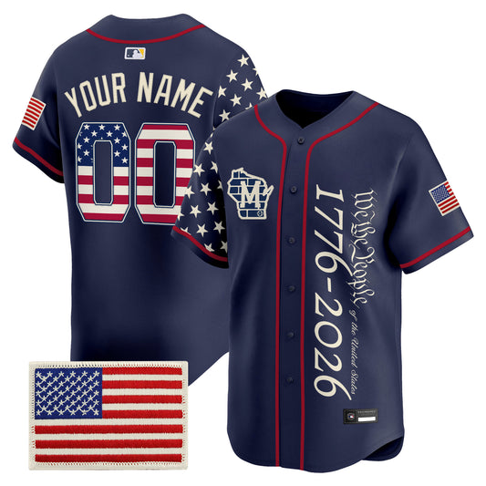 Milwaukee Brewers "America 250 Edition" Vapor Premier Limited Custom Jersey V2 - All Stitched