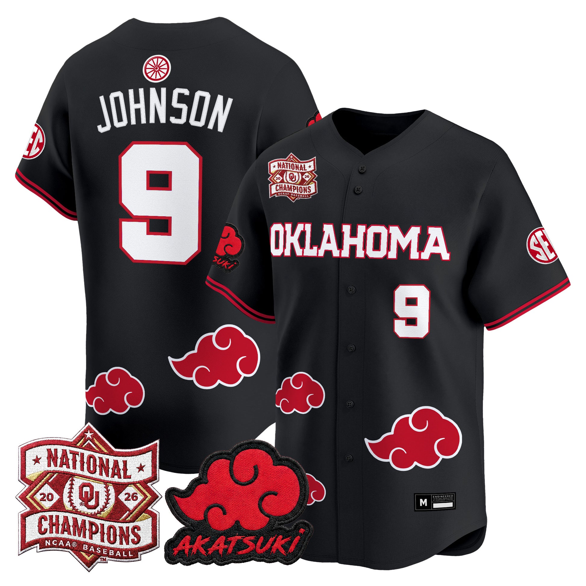 Oklahoma Sooners 2026 National Champions Patch x Naruto "Akatsuki Edition" Vapor Premier Limited Jersey - All Stitched