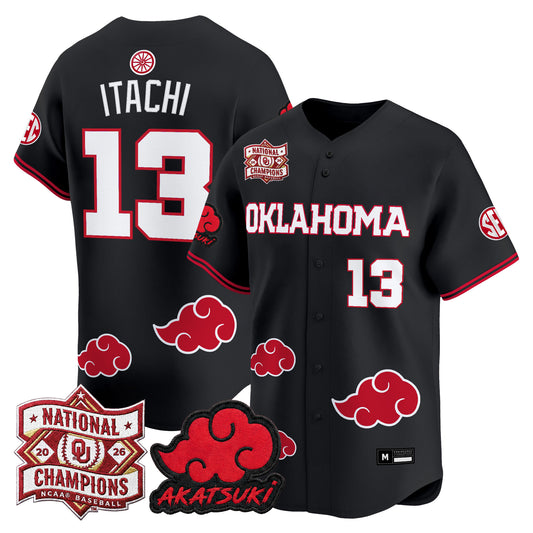 Oklahoma Sooners 2026 National Champions Patch x Naruto "Akatsuki Edition" Vapor Premier Limited Jersey - All Stitched