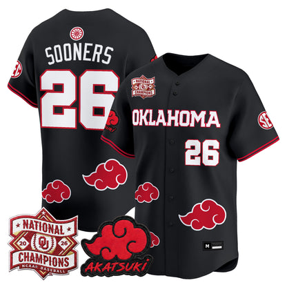 Oklahoma Sooners 2026 National Champions Patch x Naruto "Akatsuki Edition" Vapor Premier Limited Jersey - All Stitched