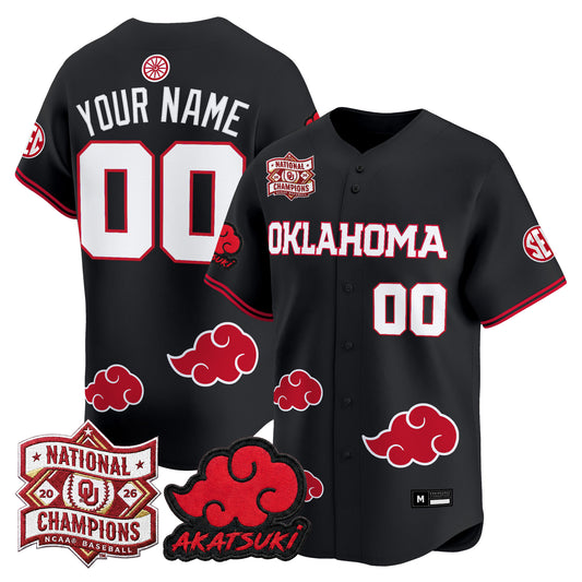 Oklahoma Sooners 2026 National Champions Patch x Naruto "Akatsuki Edition" Vapor Premier Limited Custom Jersey - All Stitched