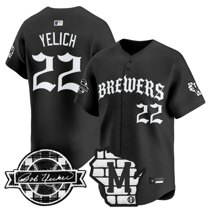 Milwaukee Brewers 'Old English Edition' Vapor Premier Limited Jersey - All Stitched