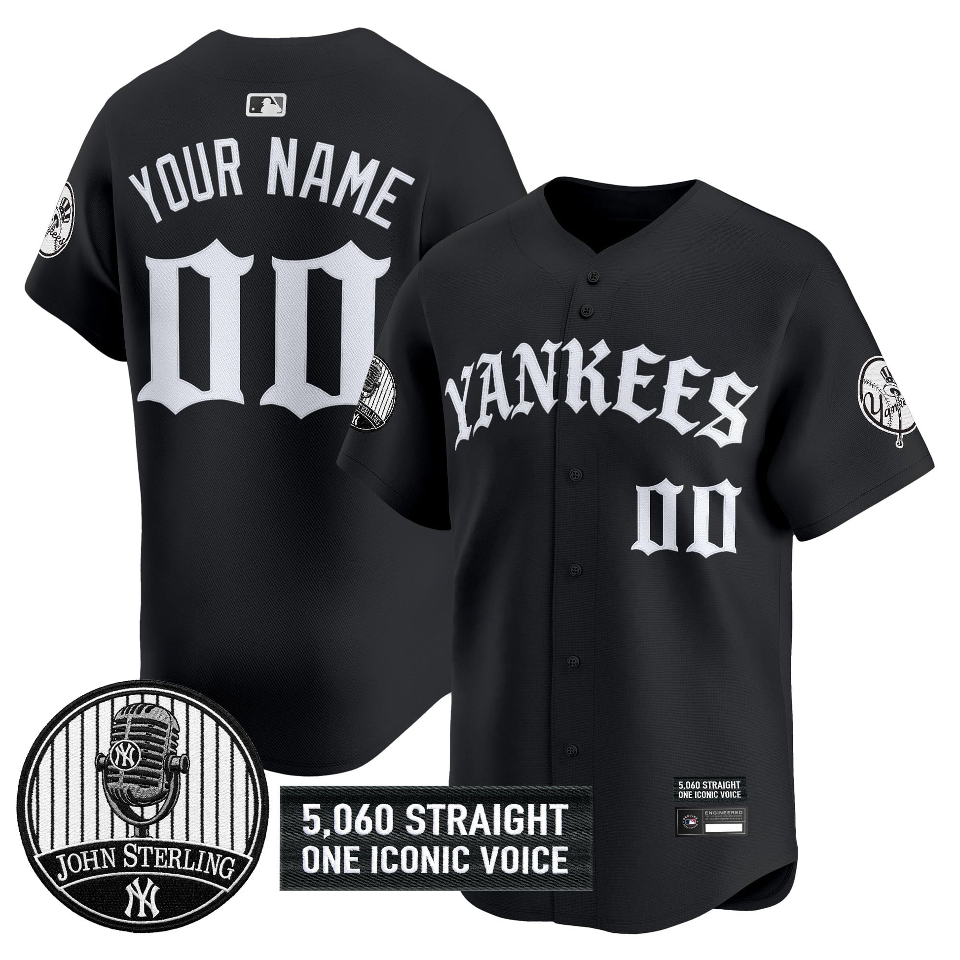 New York Yankees 'Old English Edition' Vapor Premier Limited Custom Jersey - John Sterling Patch - All Stitched