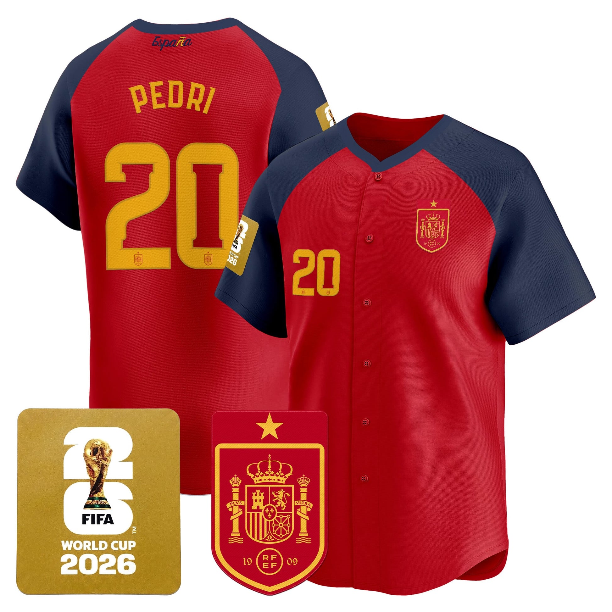 Spain 2026 World Cup Vapor Baseball Jersey - Stitched