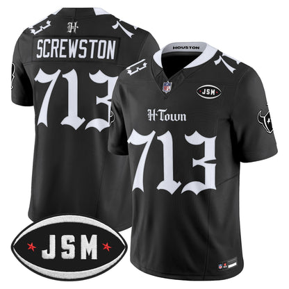  Houston Texans Janice McNair Memorial Patch Vapor Limited Jersey - Gothic Edition - All Stitched