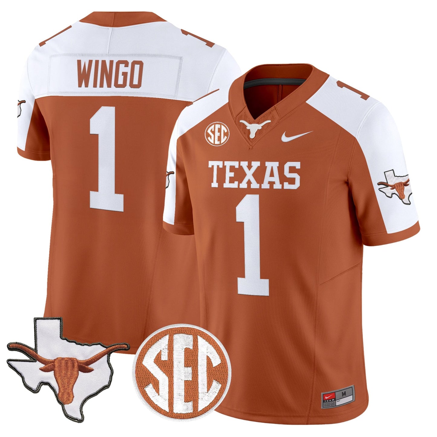 Texas Longhorns 2026 State Map & SEC Patch Vapor Limited Jersey - All Stitched