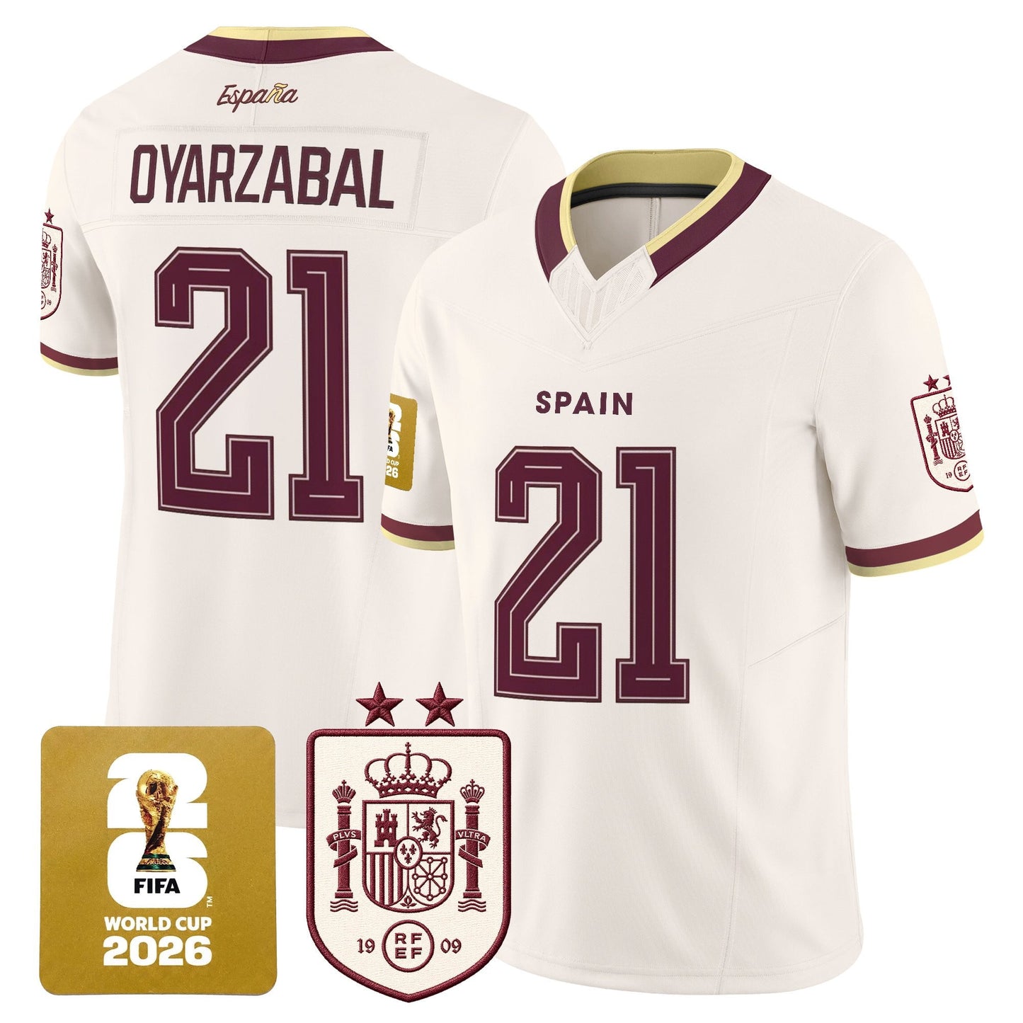 Spain 2026 World Cup Vapor Football Jersey - 2-Star World Champions - All Stitched