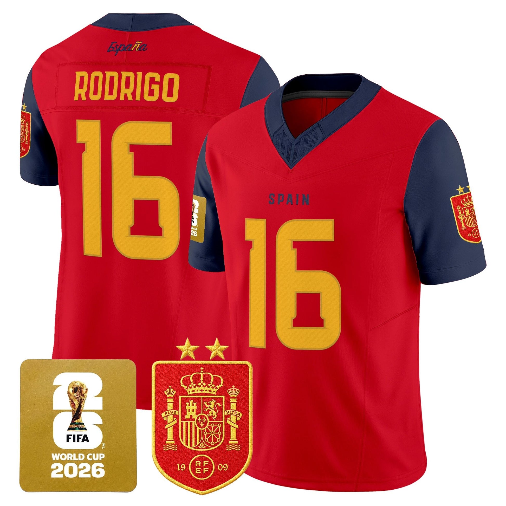 Spain 2026 World Cup Vapor Football Jersey - 2-Star World Champions - All Stitched