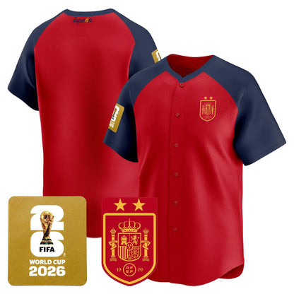  Spain 2026 World Cup Vapor Baseball Jersey - 2-Star World Champions - Stitched