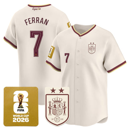  Spain 2026 World Cup Vapor Baseball Jersey - 2-Star World Champions - Stitched