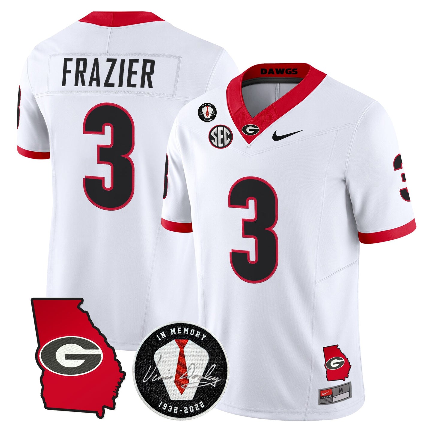 Georgia Bulldogs 2026 Georgia Map & Vince Dooley Patch Vapor Limited Jersey - Stitched