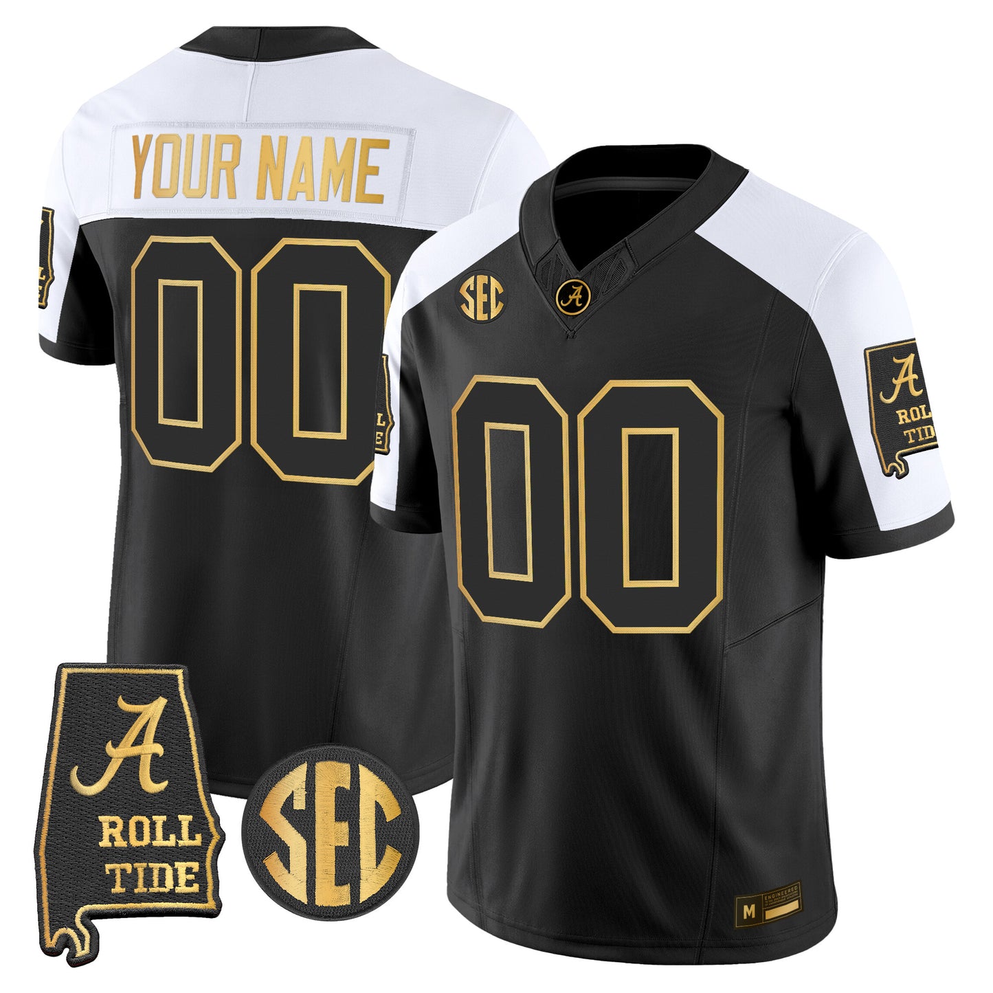 Alabama Crimson Tide 2026 Gold Vapor Limited Custom Jersey - Alabama Map - Stitched