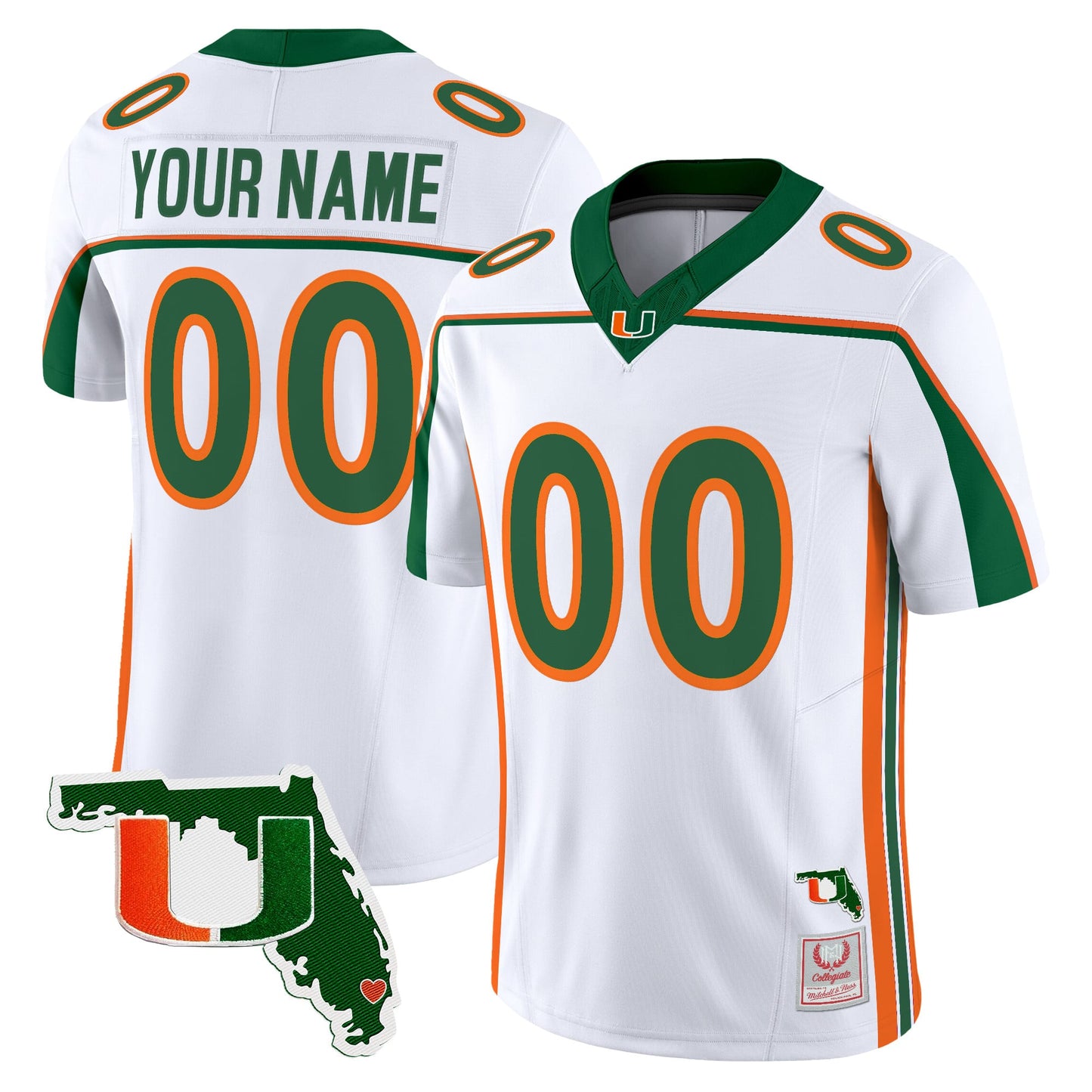 Miami Hurricanes Throwback Vapor Limited Custom Jersey - Florida Patch - Stitched