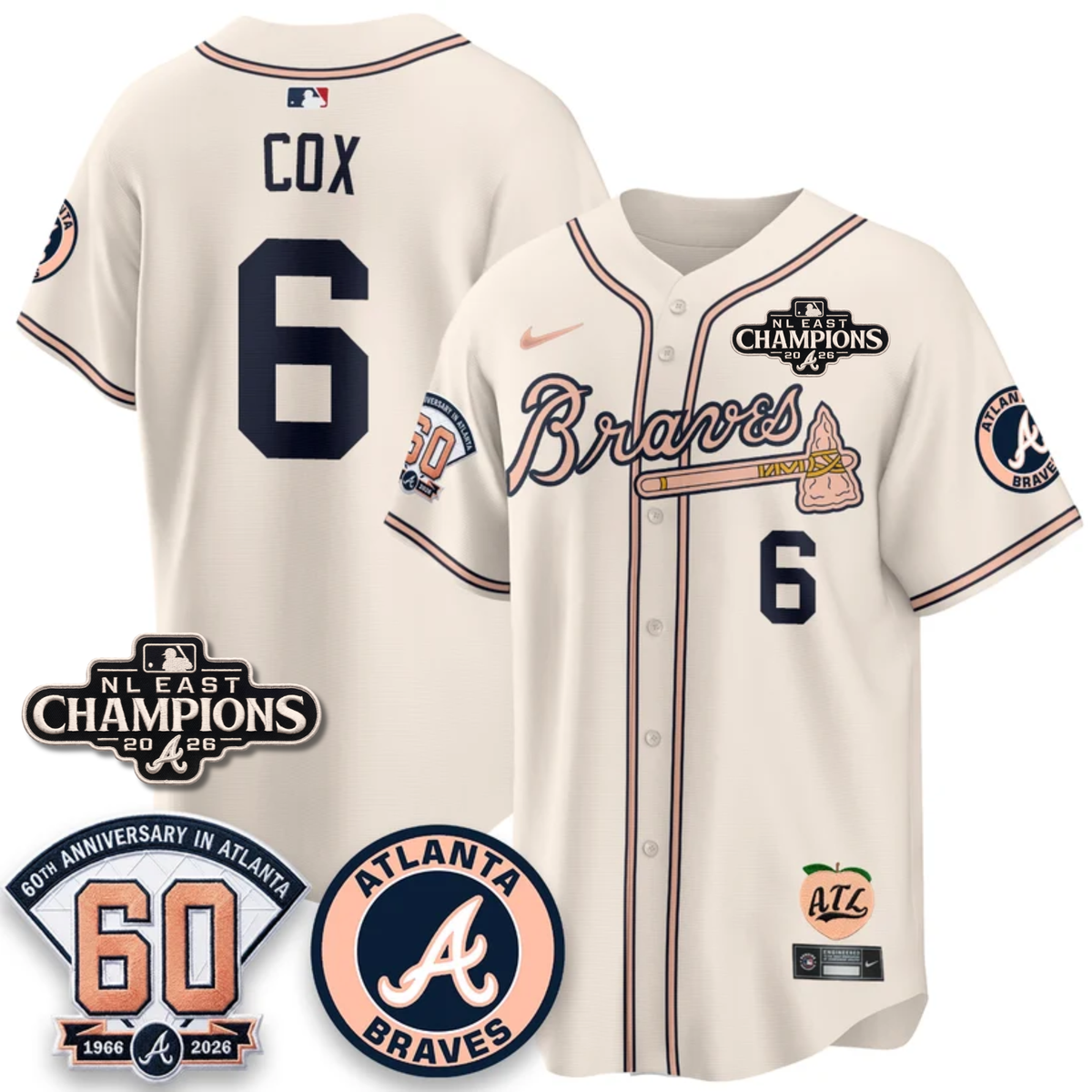 ATL 2026 NL East Champs Peach Edition - Stitched