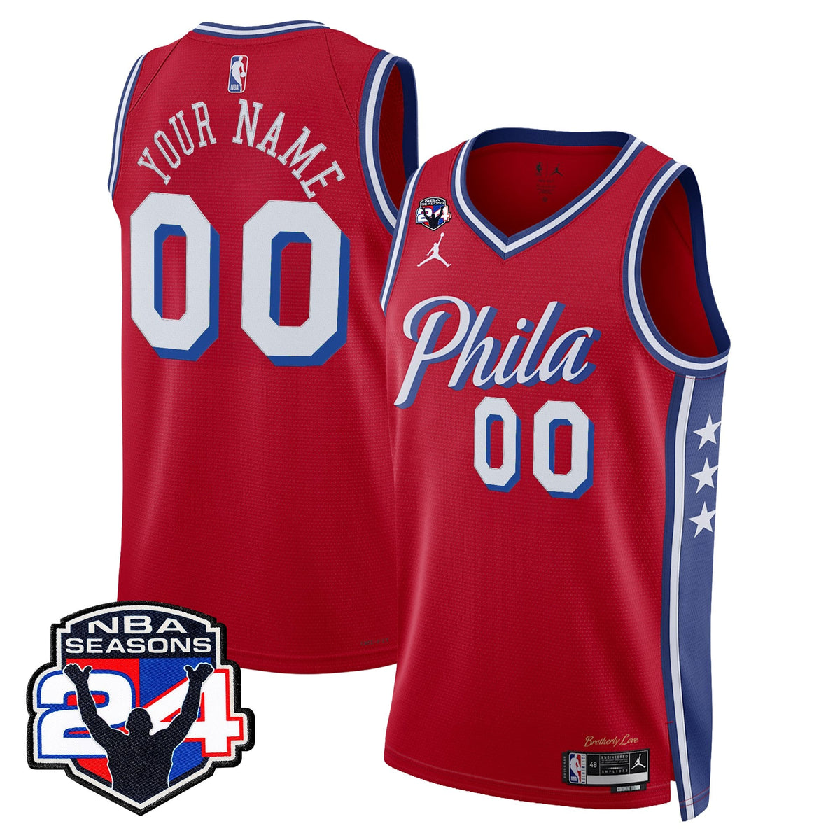 Philadelphia 76ers Custom Swingman Jersey - 24th Season Patch - Stitched