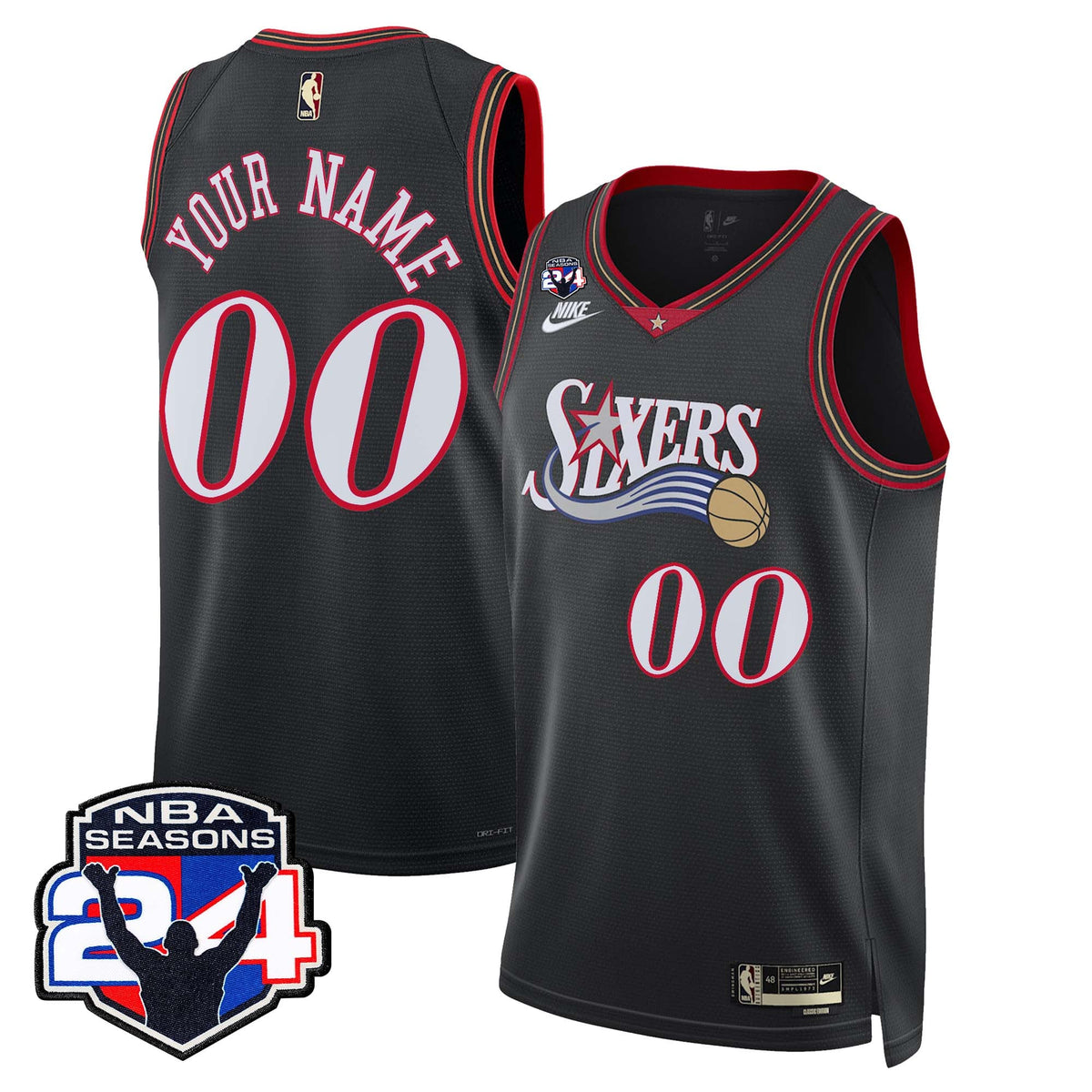 Philadelphia 76ers Custom Swingman Jersey - 24th Season Patch - Stitched