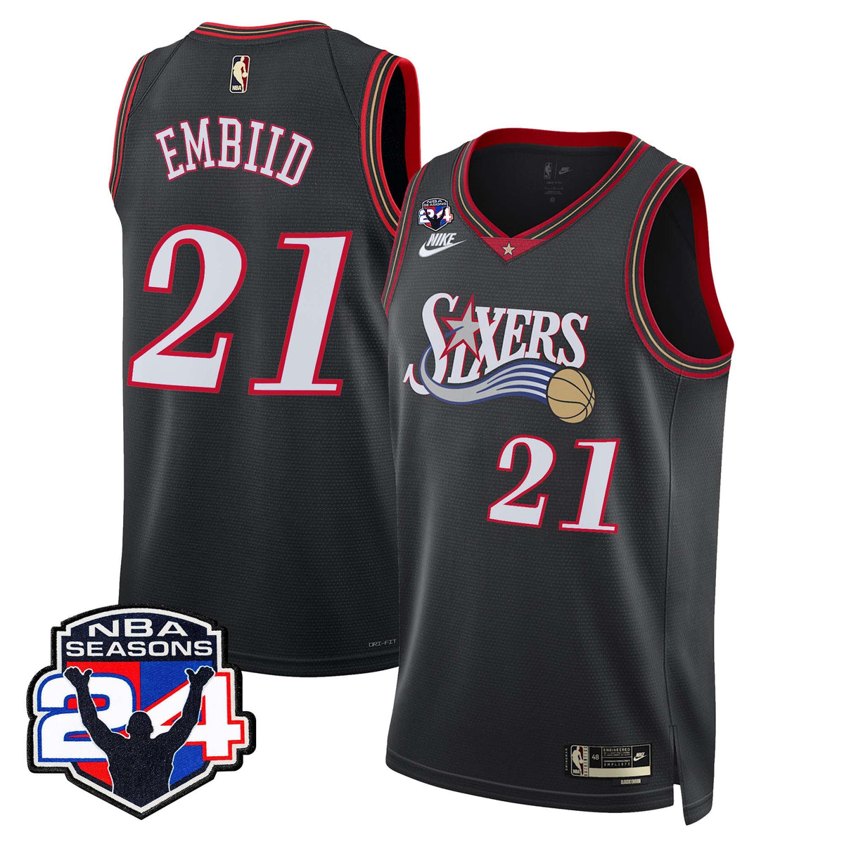  Philadelphia 76ers Swingman Jersey - 24th Season Patch - Stitched
