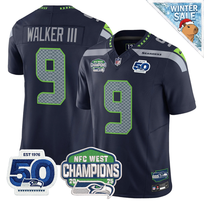 Seattle Seahawks 50th & NFC West Champions Patch Vapor Limited Jersey - Stitched