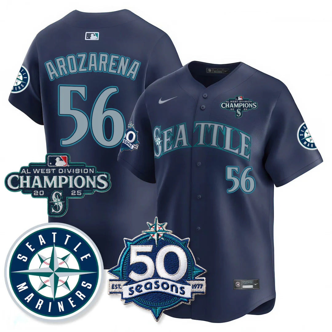 SEA Vapor Premier Limited Gold Jersey - 50th Anniversary & AL West Division Champions - All Stitched