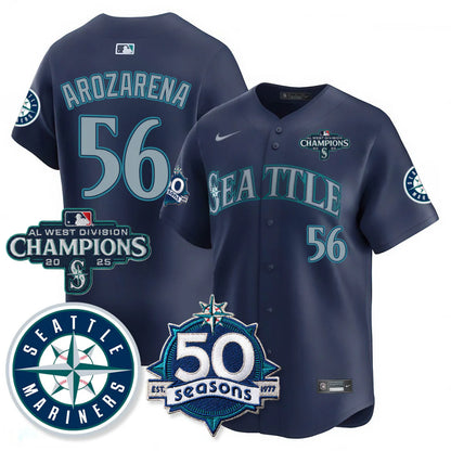 SEA Vapor Premier Limited Gold Jersey - 50th Anniversary & AL West Division Champions - All Stitched