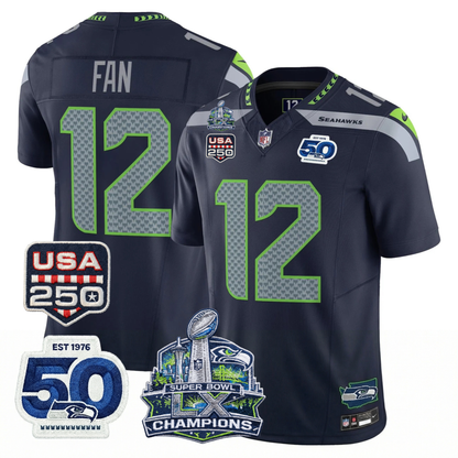 SEA S.Bowl LX Champions Patch Vapor Limited Jersey - All Stitched