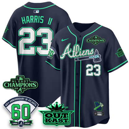 ATL 2026 NL East Champs Atliens Cool Base Galaxy Version Jersey - Stitched