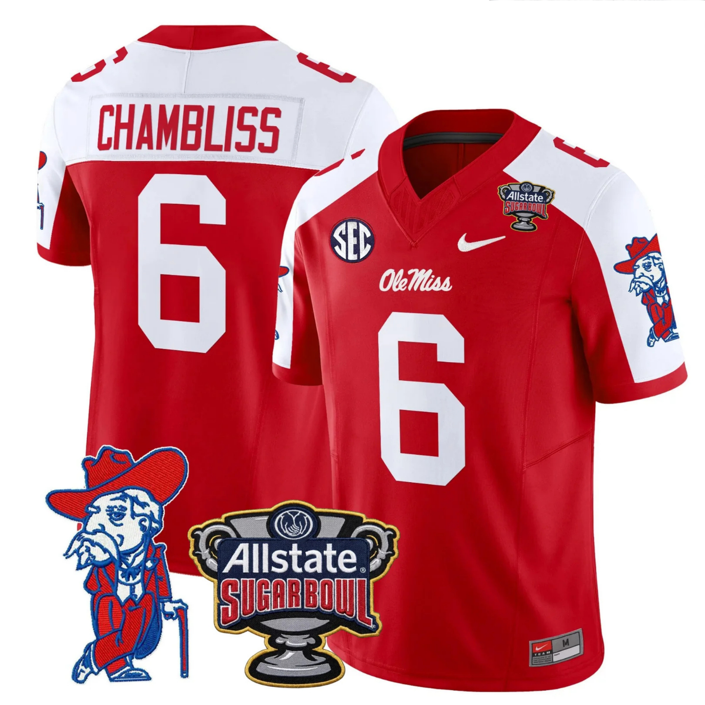 Ole Miss Rebels 2025 Sugar Bowl Patch Vapor Limited Jersey - All Stitched