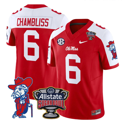 Ole Miss Rebels 2025 Sugar Bowl Patch Vapor Limited Jersey - All Stitched