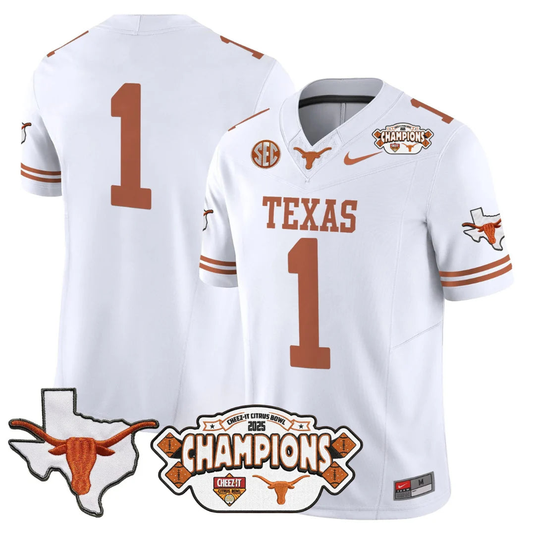 TEX 2025 State Map & Citrus Bowl Champions Patch Vapor Limited Jersey V1 - All Stitched