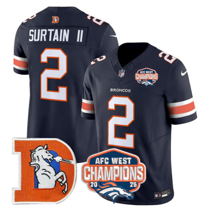 DEN AFC West Champions Patch Throwback Vapor Limited Jersey - All Stitched