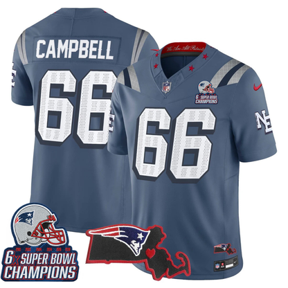 NE 6-Time Champions & Massachusetts Patch Vapor Limited Jersey V3- All Stitched