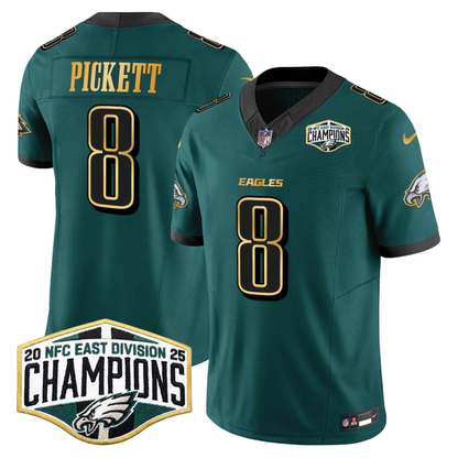 Eagles 2025 NFC East Division Champions Gold Trim Vapor Limited Jersey - All Stitched