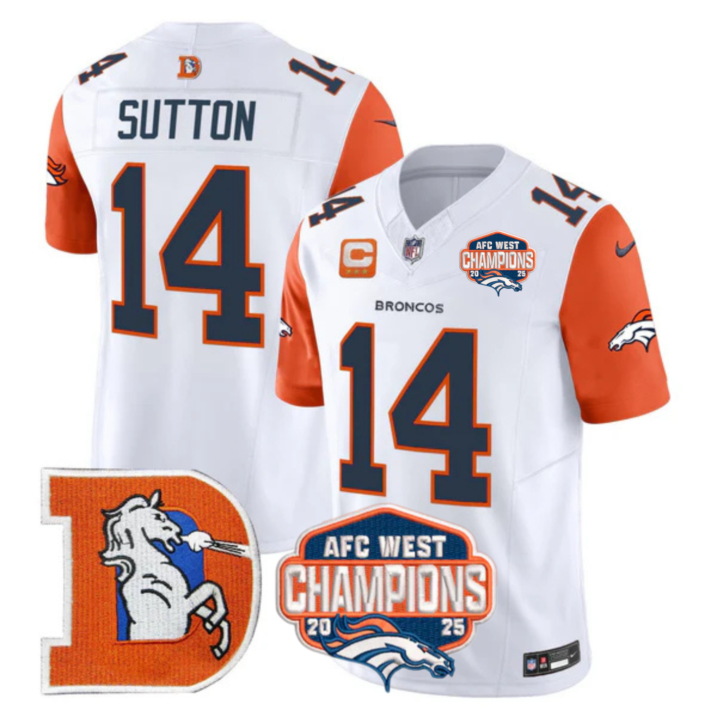DEN AFC West Champions Patch Throwback Vapor Limited Jersey - All Stitched