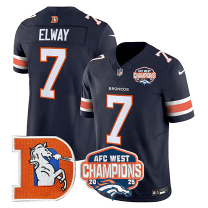DEN AFC West Champions Patch Throwback Vapor Limited Jersey - All Stitched