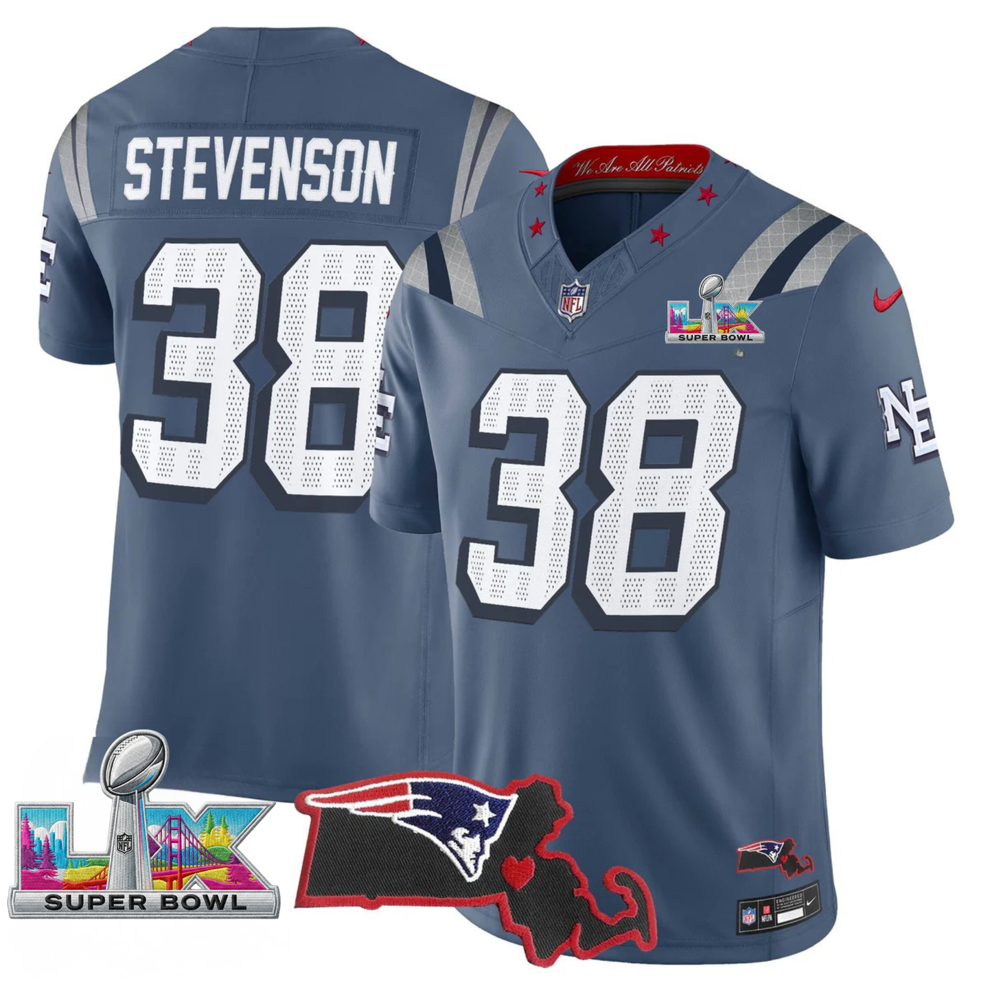 NE SB LX Game Patch Vapor Limited Jersey - All Stitched