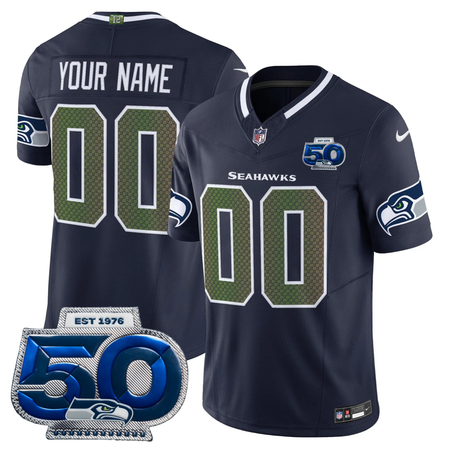 Seattle Seahawks 2025 "Rivalries" 50th Season Patch Vapor Limited Jersey - All Stitched