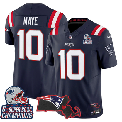 NE 6-Time Champions & Massachusetts Patch Vapor Limited Jersey V3- All Stitched