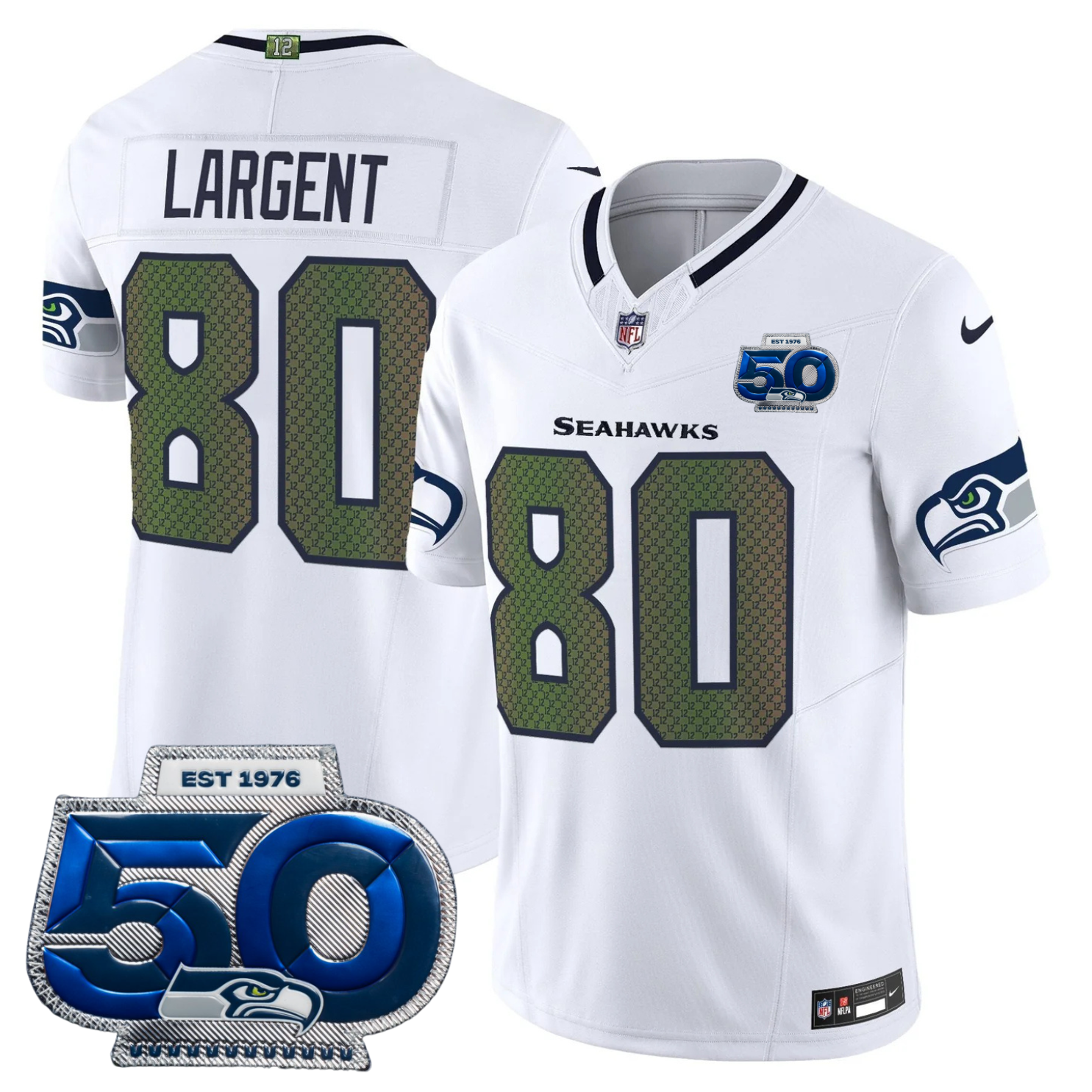 Seattle Seahawks 2025 "Rivalries" 50th Season Patch Vapor Limited Jersey - All Stitched