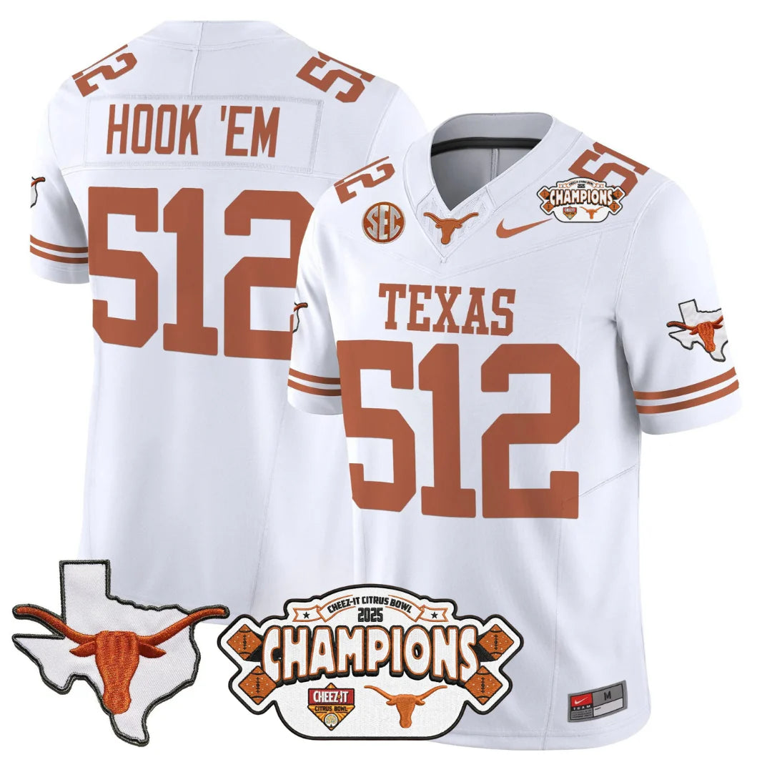 TEX 2025 State Map & Citrus Bowl Champions Patch Vapor Limited Jersey V1 - All Stitched