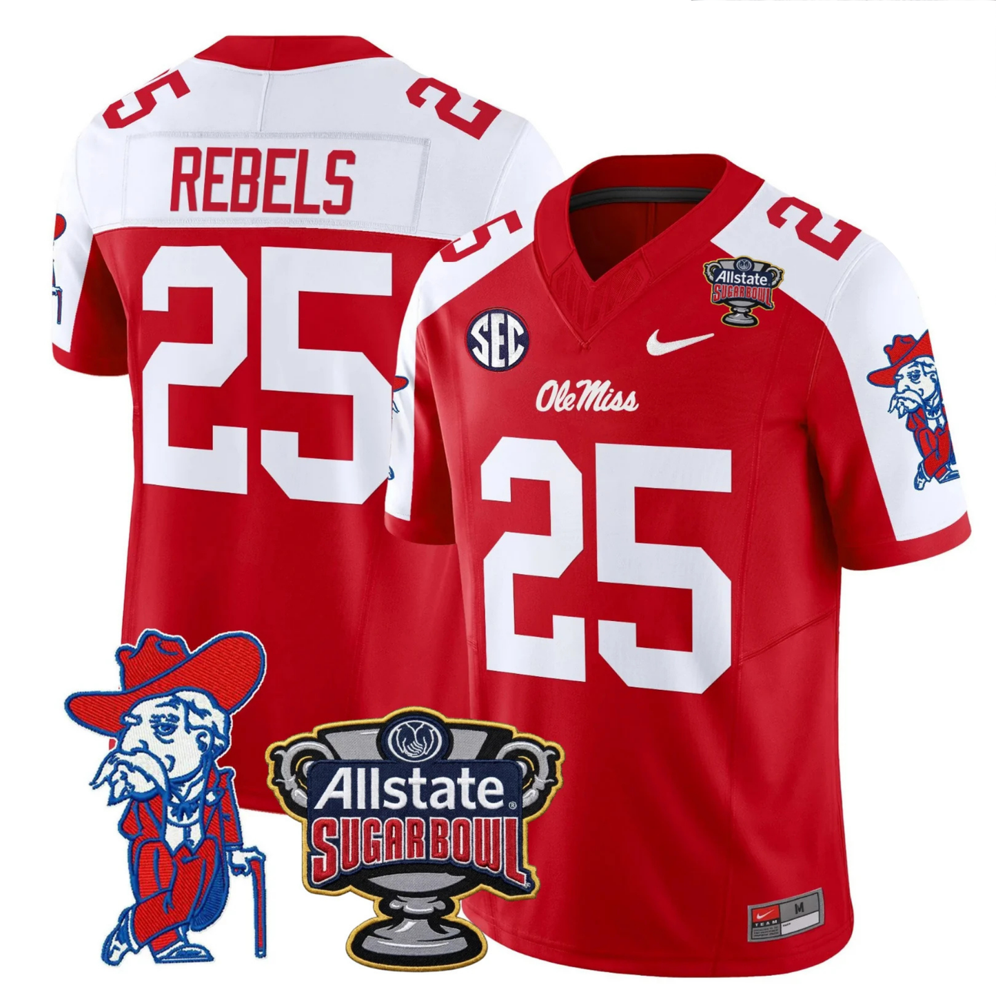 Ole Miss Rebels 2025 Sugar Bowl Patch Vapor Limited Jersey - All Stitched