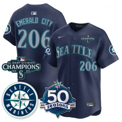 SEA Vapor Premier Limited Gold Jersey - 50th Anniversary & AL West Division Champions - All Stitched