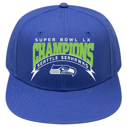 SEA Super Bowl LX Champions Snapback Cap - Printed